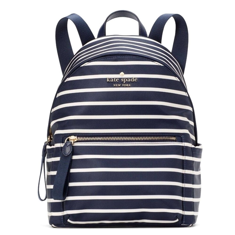 New Kate Spade Chelsea Parisian Medium Backpack & Wallet Stripes Navy Multi - Picture 2 of 4